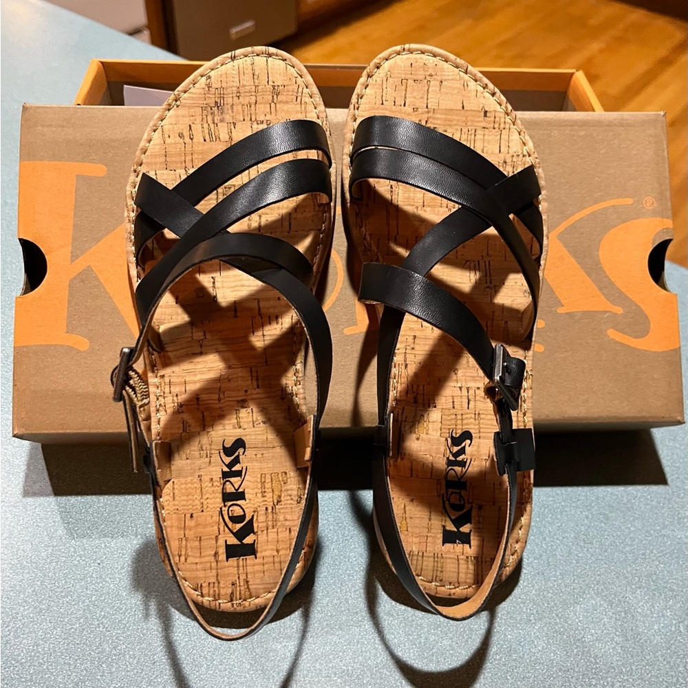 Kork-Ease Black Leather Sandals